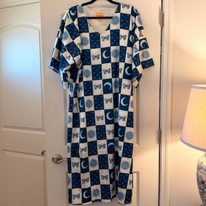 Blue and White Maxi Dress